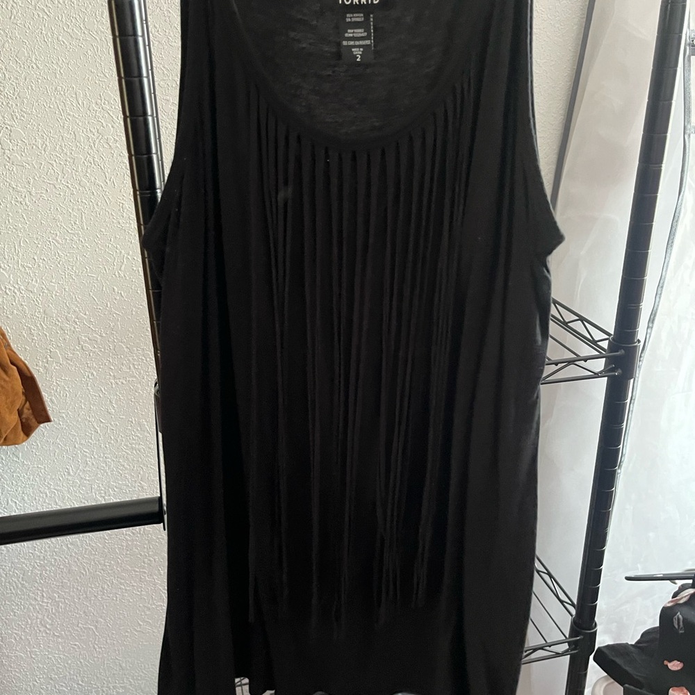 Torrid Black Fringe Tank Top